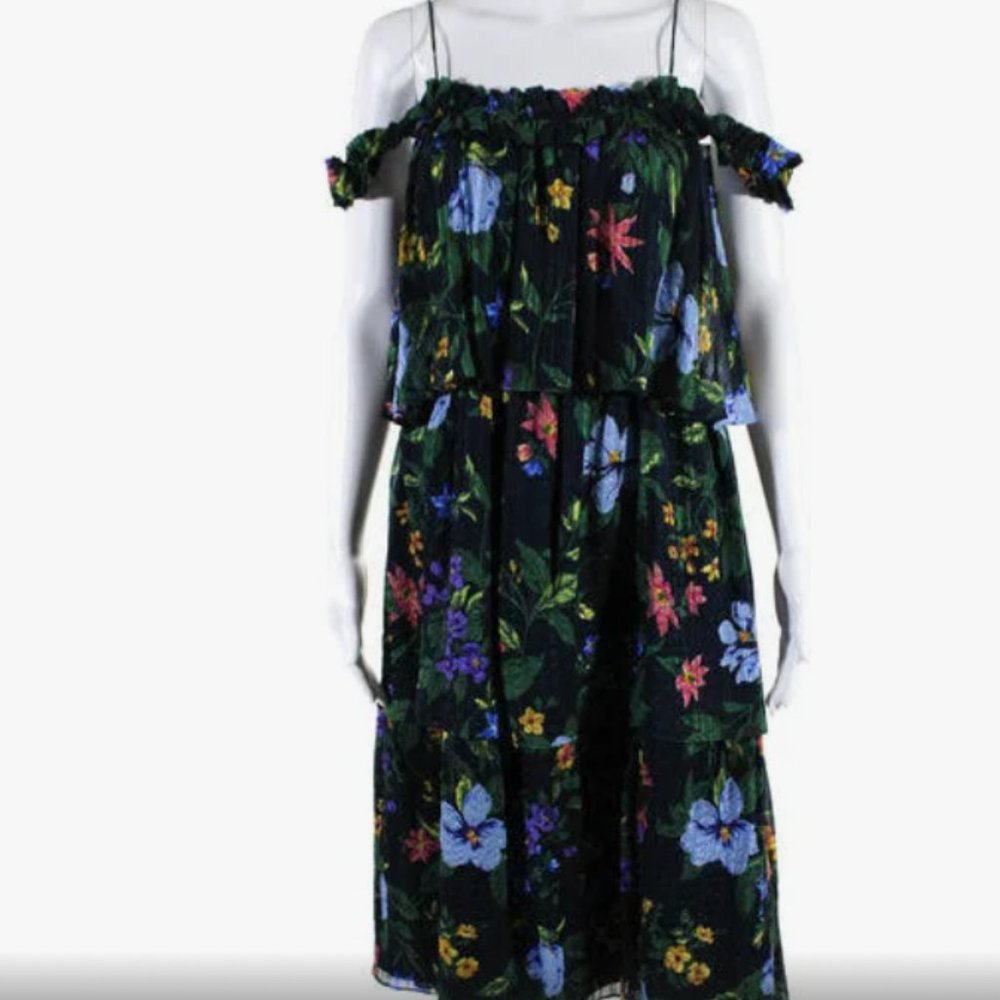 French  Monaco Floral Midi Dress Perfect for Spring Cocktail Party